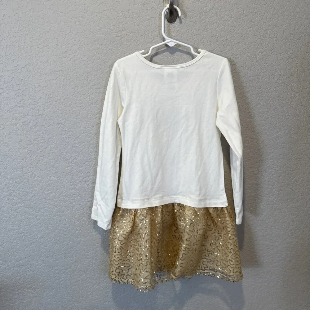 Bonnie Jean Girls Size 6x Reindeer Christmas Dress Gold Sparkle Rudolph Holiday